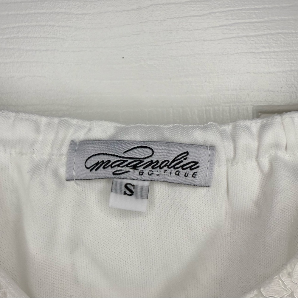 White Lace Dress with Flutter Sleeves - Picture 3 of 4